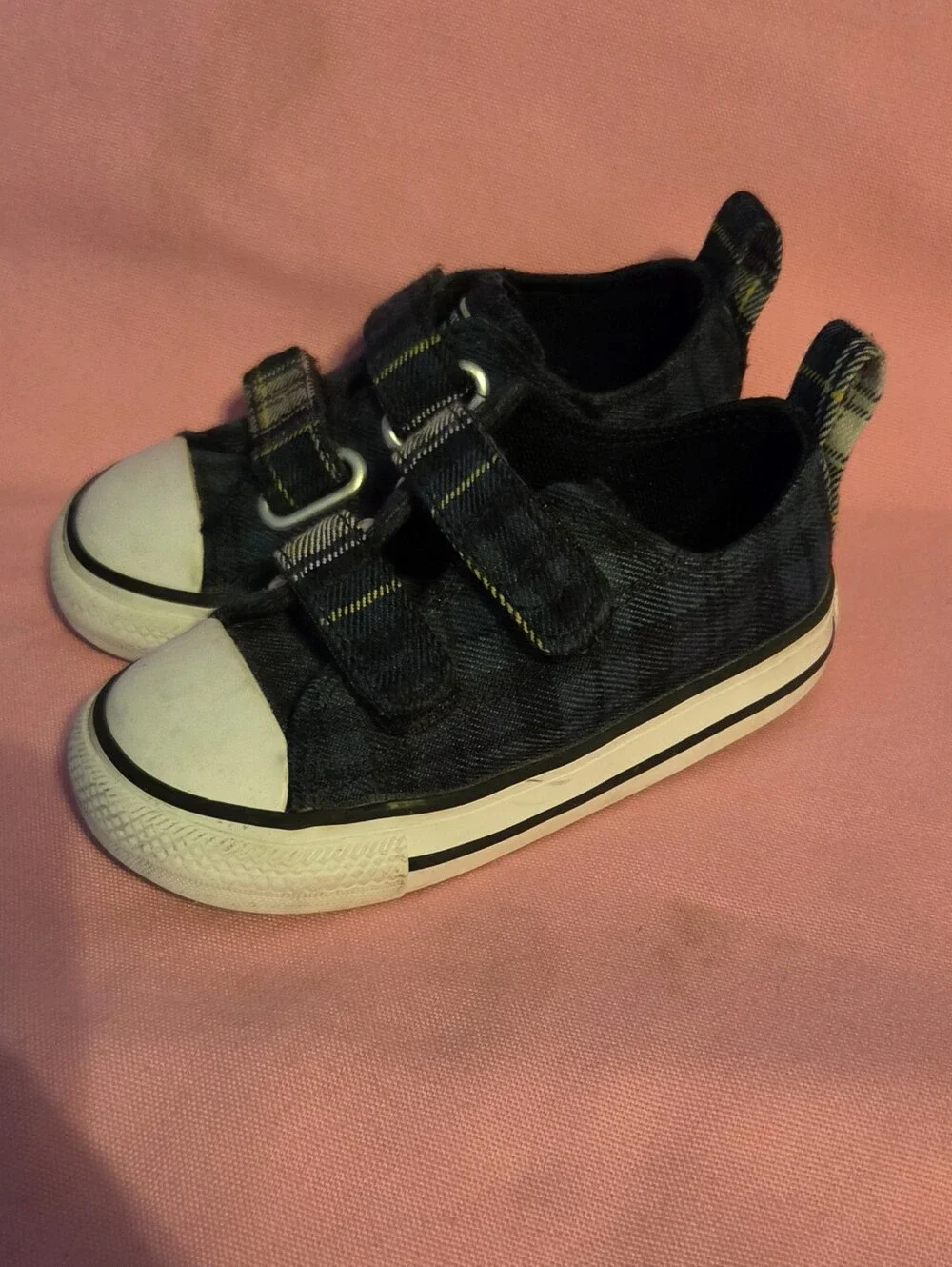 Toddler Green/blue Plaid Converse Sneakers